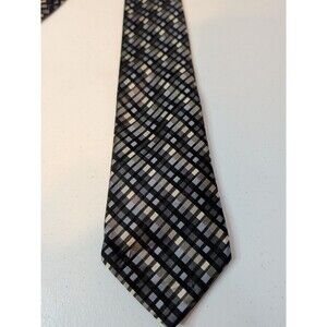 Van Heusen Tie Mens One Size Gray Black Beige Geometric Silk Business Necktie